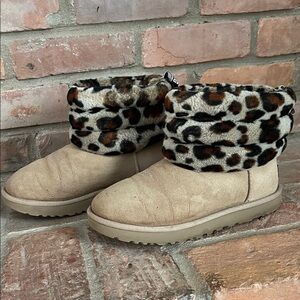 Ugg Leopard Print Fuzzy Boots